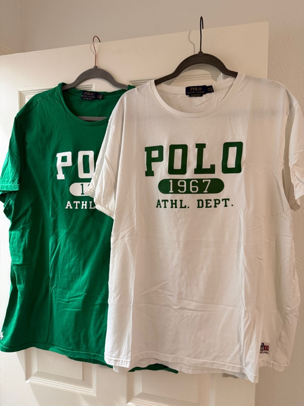 Ralph Lauren White and Green Crewneck Tees with Navy-Gold Label